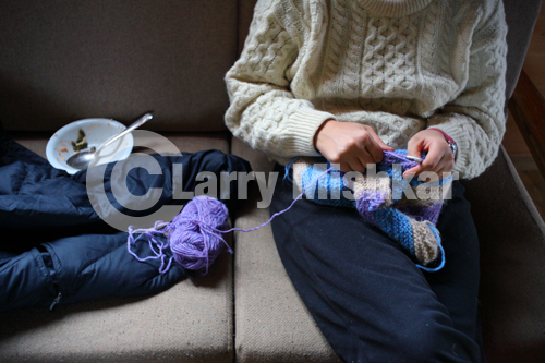 Knitting at Landmannalaugar